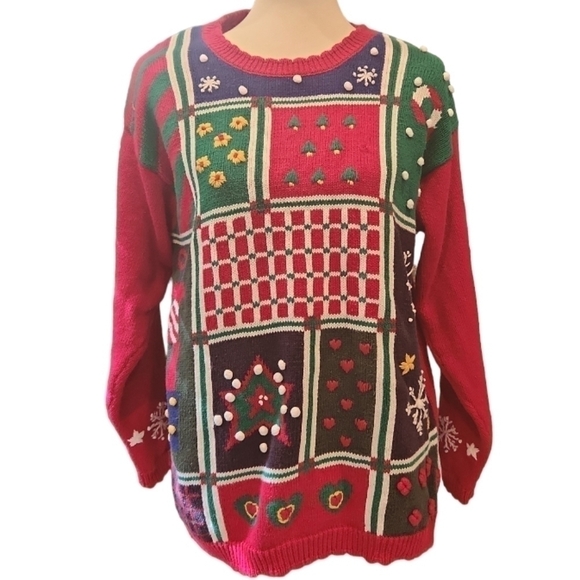 Ugly Christmas Sweater by BRYN Connelly vintage women's large - Picture 1 of 9